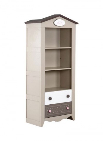 3-Shelf Wooden Bookcase Beige/Pink/White 85x45x198centimeter