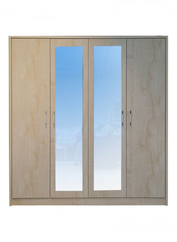 4-Door Athenas Wardrobe White Wash/Maple 200x211x57centimeter