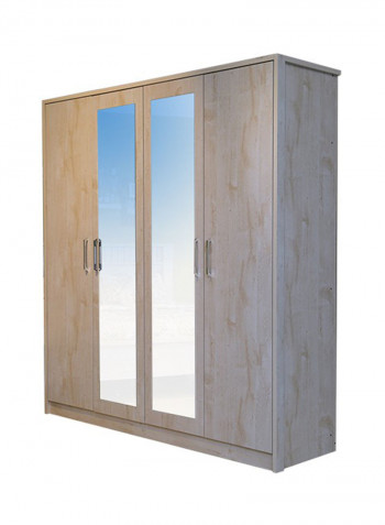 4-Door Athenas Wardrobe White Wash/Maple 200x211x57centimeter