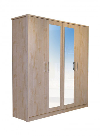 4-Door Athenas Wardrobe White Wash/Maple 200x211x57centimeter