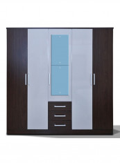5-Door Miami Wardrobe Brown/Grey 211x211x55centimeter