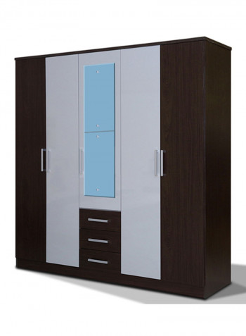 5-Door Miami Wardrobe Brown/Grey 211x211x55centimeter
