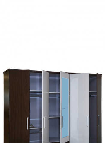 5-Door Miami Wardrobe Brown/Grey 211x211x55centimeter
