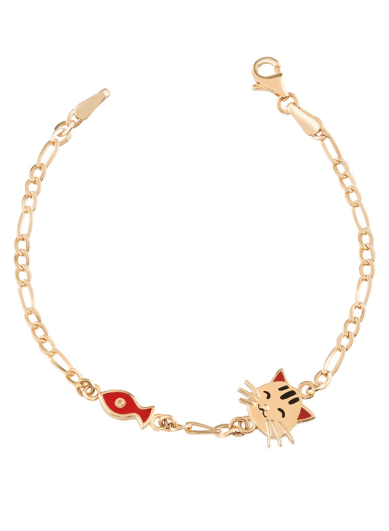 18K Gold Cat Chain Bracelet