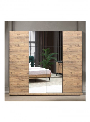 Lisbon Sliding Door Wardrobe With Mirror Beige 213 x 244cm