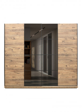Lisbon Sliding Door Wardrobe With Mirror Beige 213 x 244cm