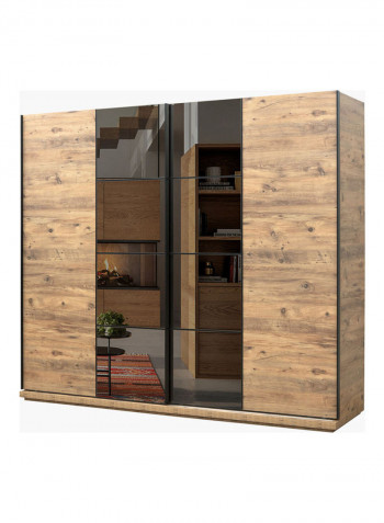 Lisbon Sliding Door Wardrobe With Mirror Beige 213 x 244cm
