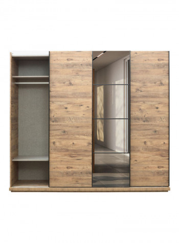 Lisbon Sliding Door Wardrobe With Mirror Beige 213 x 244cm