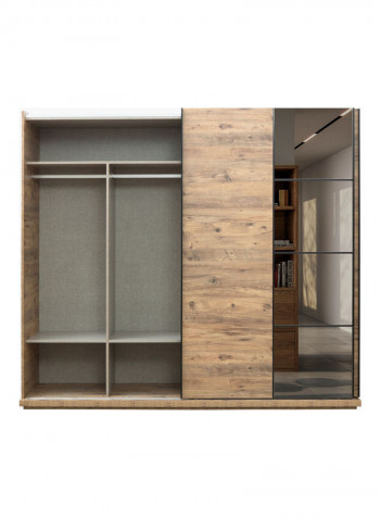 Lisbon Sliding Door Wardrobe With Mirror Beige 213 x 244cm