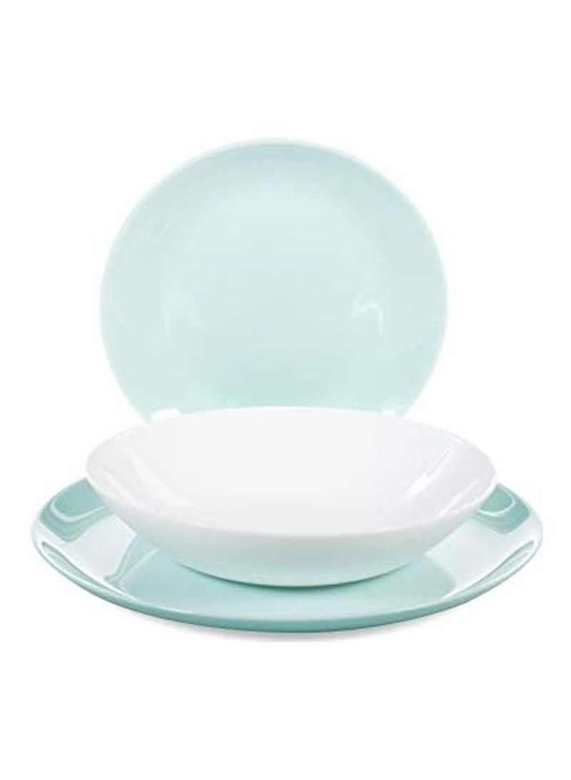 Luminarc Diwali dinner sets, opal glass, extra strong, 6 people, 18 pcs, turquoise and white Multicolor 1cm