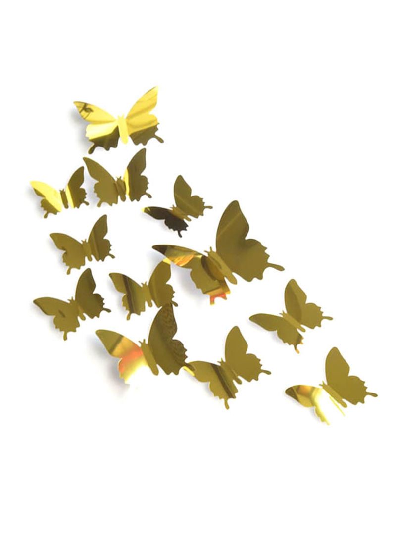 12 Piece Butterfly 3D Wall Sticker Gold