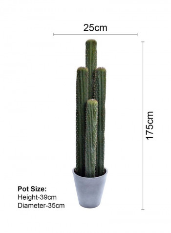 Artificial Cactus Plant With Stone Planter Green/Blue 175x25cm