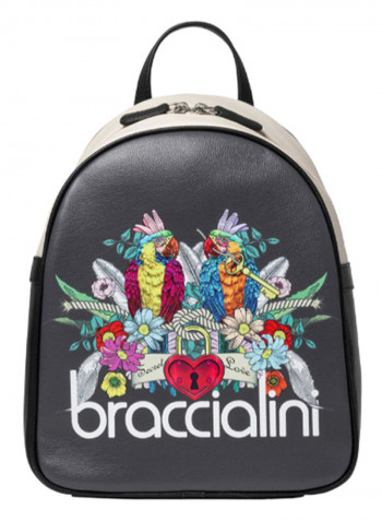 Britney Parrot Printed Logo Detail Backpack 12.5-Inch Multicolour