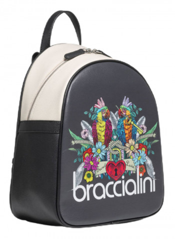 Britney Parrot Printed Logo Detail Backpack 12.5-Inch Multicolour