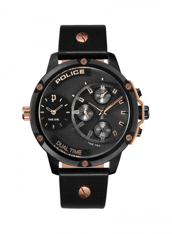 Men's Leather Strap Chronograph Wrist Watch P 15660JSB-02