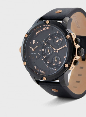 Men's Leather Strap Chronograph Wrist Watch P 15660JSB-02