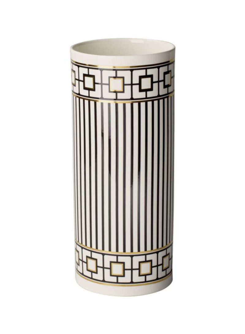 Metrochic Porcelain Vase Black/White/Gold 300x130millimeter