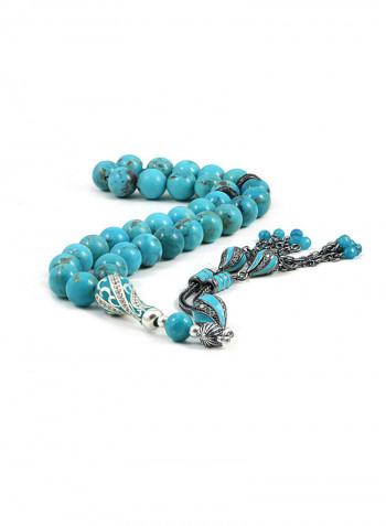 Turquoise Prayer Beads With Sterling Silver Components