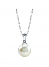 925 Sterling Silver Pearl And Cubic Zirconia Studded Pendant Necklace