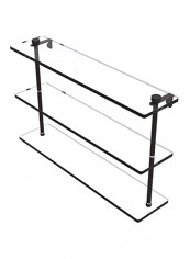 Triple Tiered Glass Shelf Clear/Black 22inch reviews Triple Tiered Glass Shelf Clear/Black 22inch