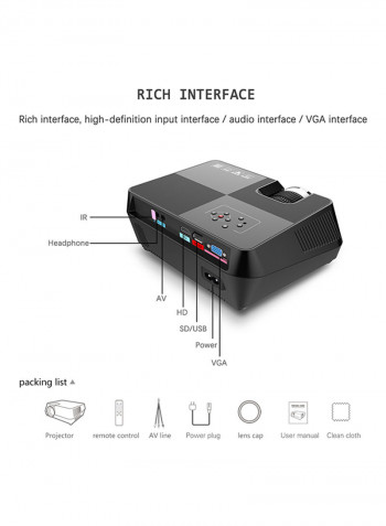 LED Home Theater Projector Black