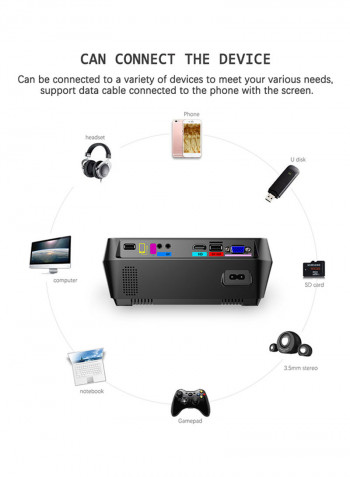 LED Home Theater Projector Black