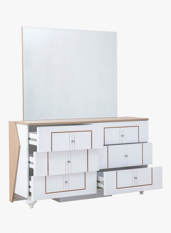 Malena Dresser With Mirror And Stool/Mocha White/Brown