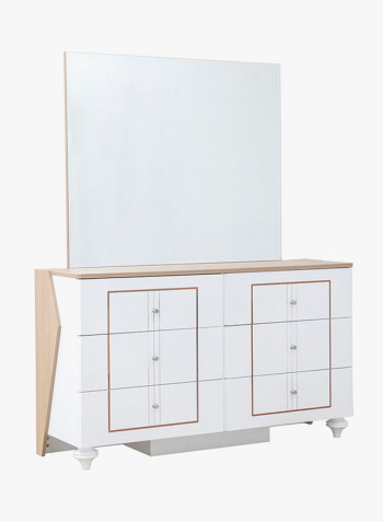 Malena Dresser With Mirror And Stool/Mocha White/Brown