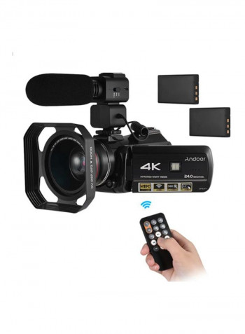 AC3 24 MP Camcorder With 2-Piece Rechargeable Batteries + Extra 0.39X Wide Angle Lens + External Microphone + Lens Hood kit