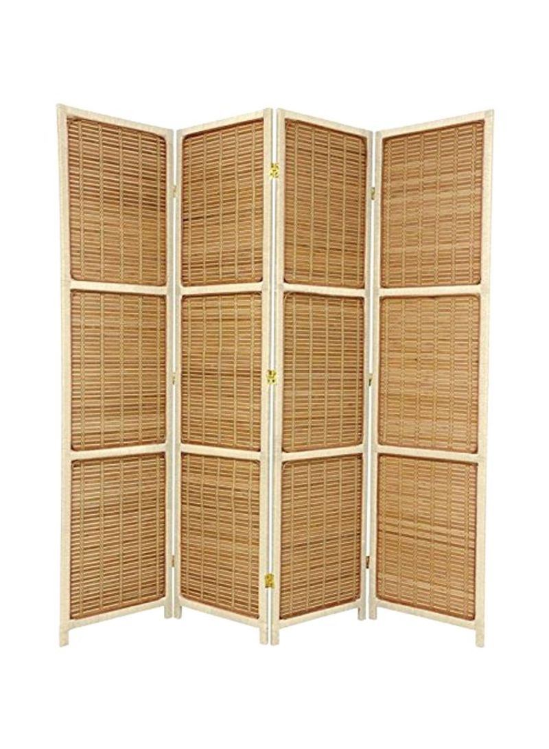 4-Panel Room Divider Beige/Brown