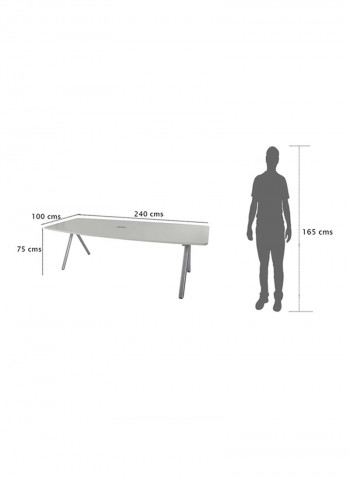 Incontro Modern Conference Drafting Table White/Grey 240x75x100centimeter