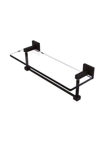 Towel Bar With Glass Shelf Clear/Black 16inch