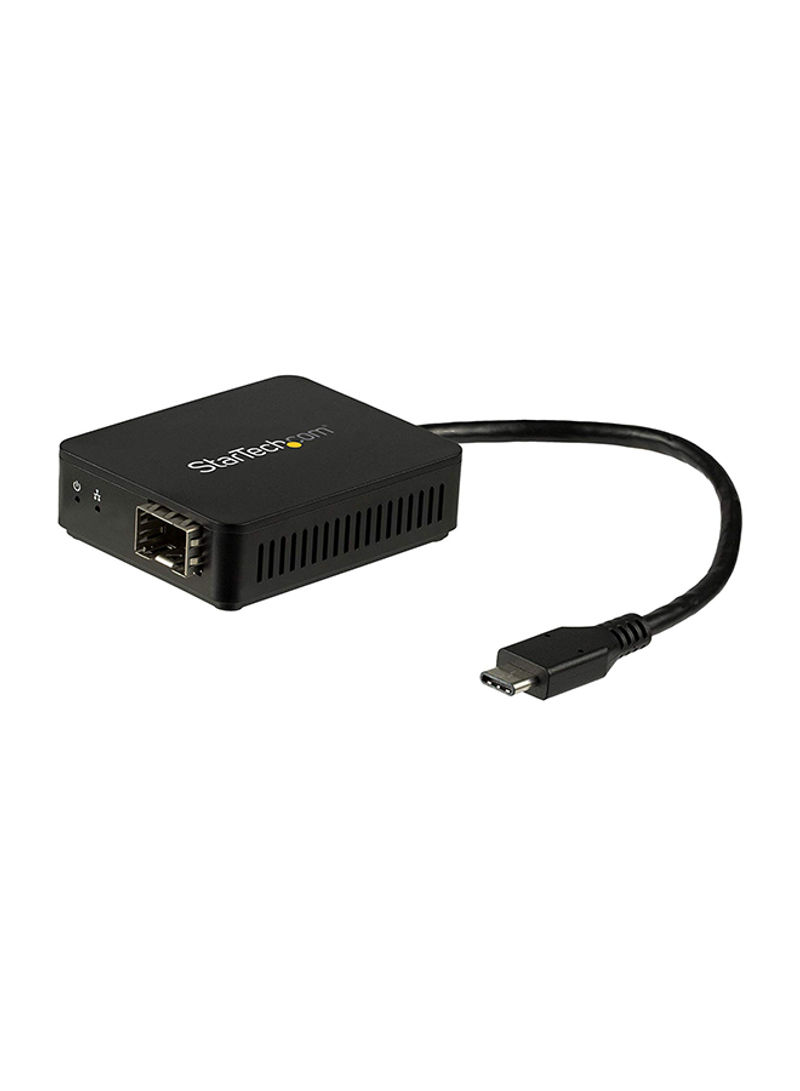 1000Base-SX/LX SFP USB C To Fiber Optic Converter Adapter Black