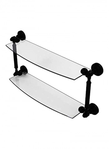 Waverly Place Collection Two Tiered Glass Shelf Clear/Matte Black 18inch