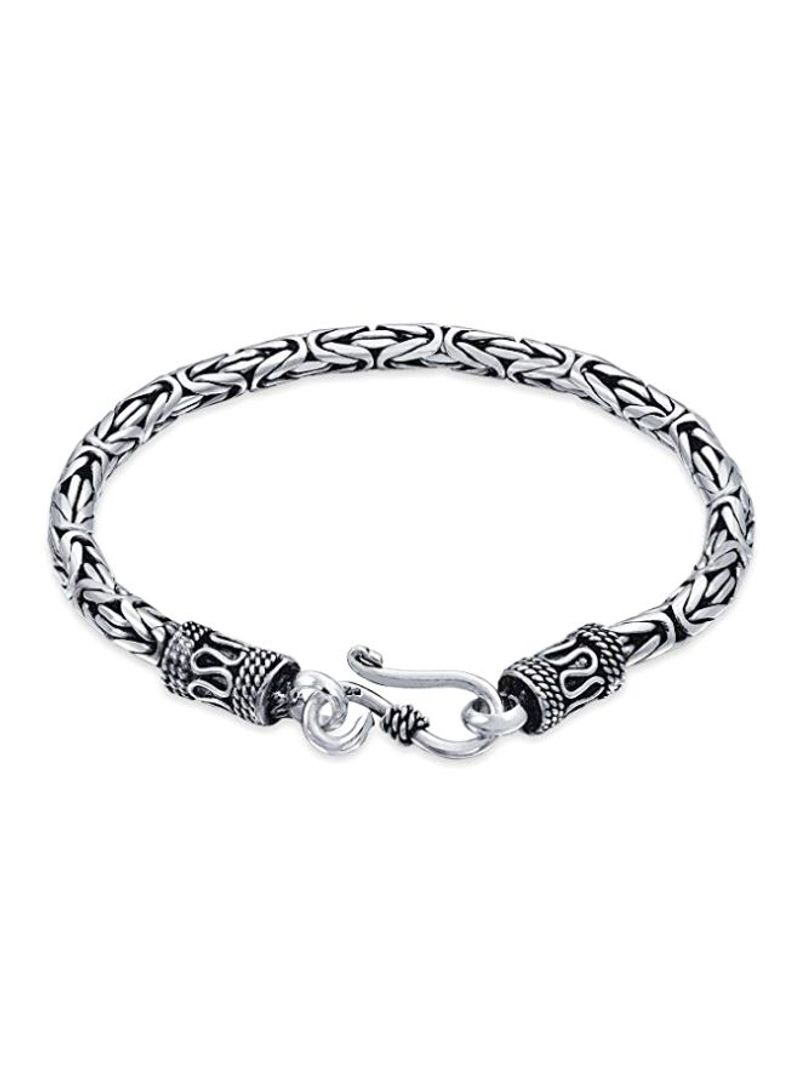 925 Sterling Silver Bali Byzantine Chain Link Bracelet