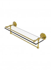 Glass Shelf With Towel Bar Unlacquered Brass/Clear 22inch