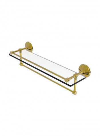 Glass Shelf With Towel Bar Unlacquered Brass/Clear 22inch