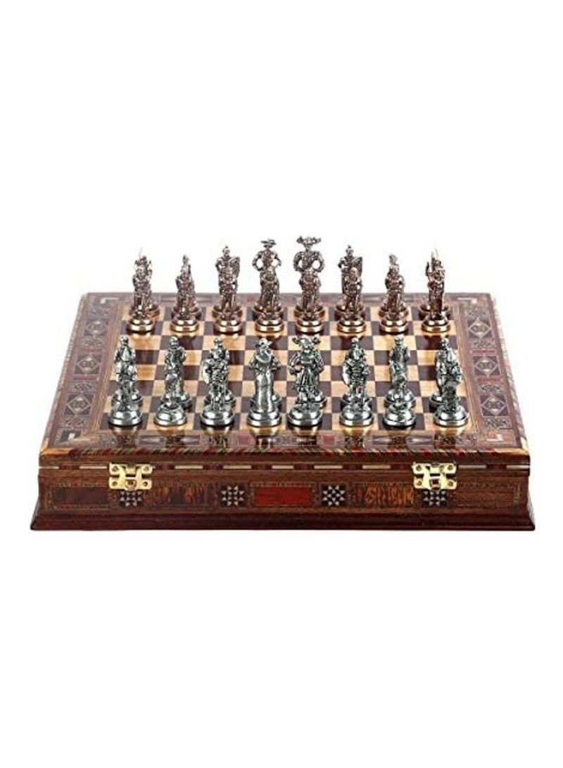 Antique Spanish Metal Chess Set