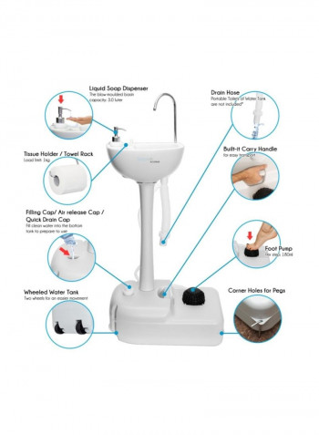 Portable Camping Sink With Towel Holder And Soap Dispenser White/Black/Silver 19.7x13.0x40.1inch