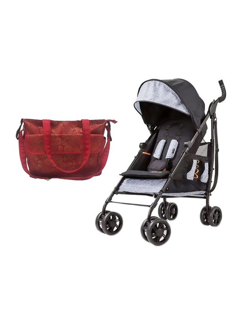 3D Tote Single Stroller With Diaper Bag - Black/Grey/Red