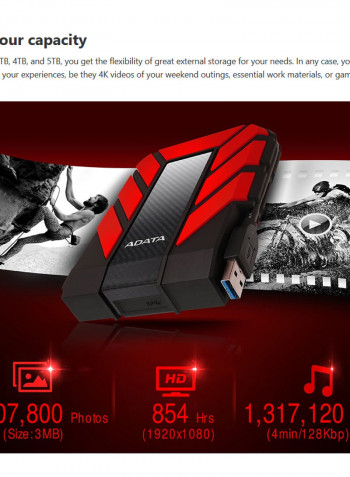 محرك أقراص صلبة خارجي محمول ADATA HD710 مضاد للصدمات بمنفذ USB 3.1 أسود
