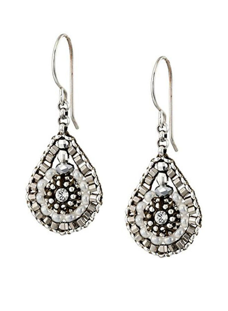 925 Sterling Silver Crystal Studded Teardrop Earrings