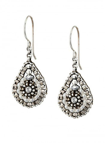 925 Sterling Silver Crystal Studded Teardrop Earrings