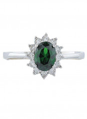 18K White Sapphire Gold And Green Quartz Ring