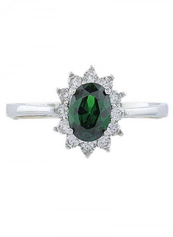18K White Sapphire Gold And Green Quartz Ring