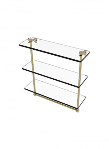 Triple Tiered Towel Bar Integrated Glass Shelf Clear/Gold 16inch
