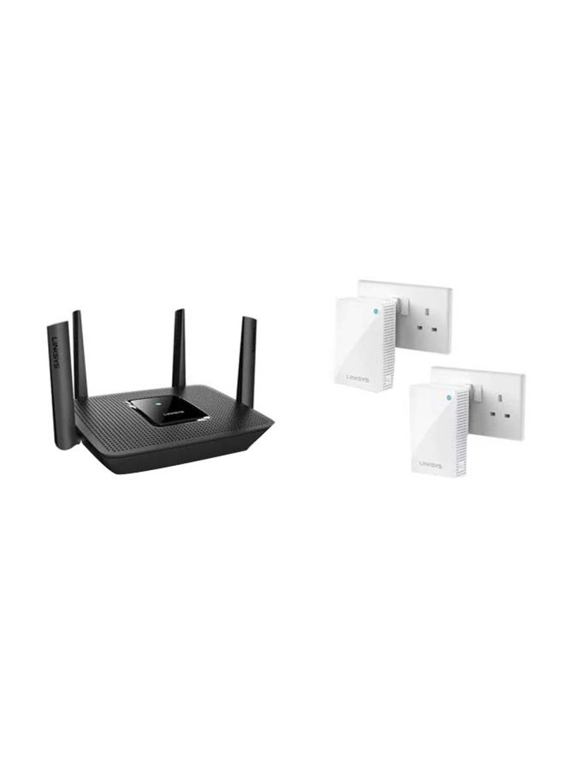 Tri-Band Mesh WiFi Router And 2 Velop Plug-In Nodes Bundle White/Black
