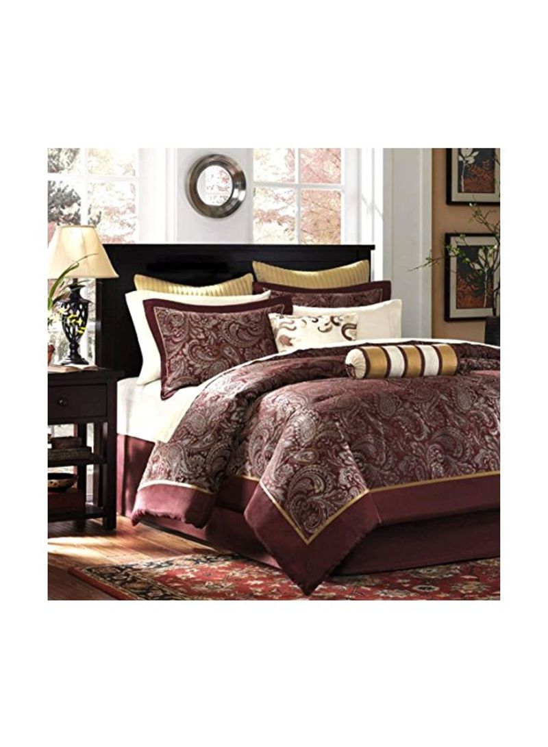 12-Piece Comforter Set Polyester Burgundy