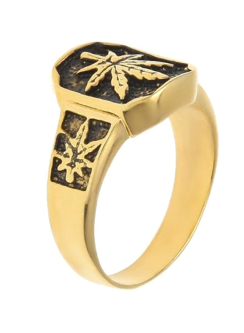 Leaf Shape Gold Plated Stainless Steel Ring