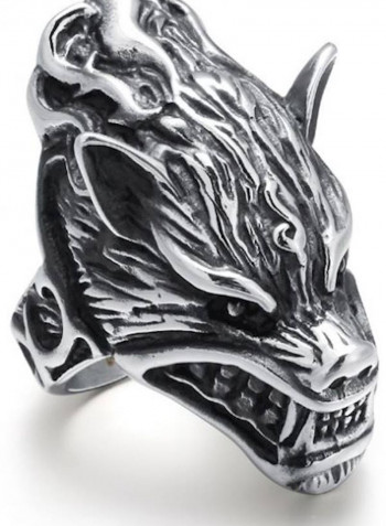 Stainless Steel Wolf Head Styled Ring